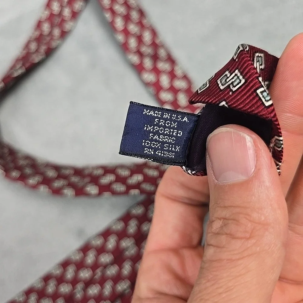Polo Ralph Lauren Silk Tie‎ Necktie Red Chainlinks Print Made in USA 58